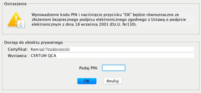 Rysunek 9. Podpisywania dokumentu - kodu PIN. 1.