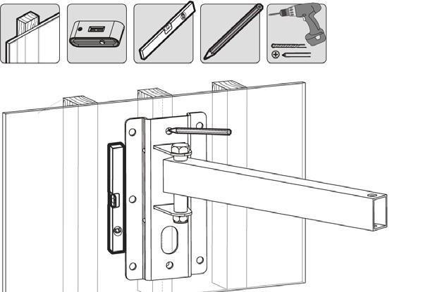 Installation on wooden stud in wall ENGLISH INSTALLATION Mark out the position of the holes Predrill the holes Screw the wall plate to the wall.