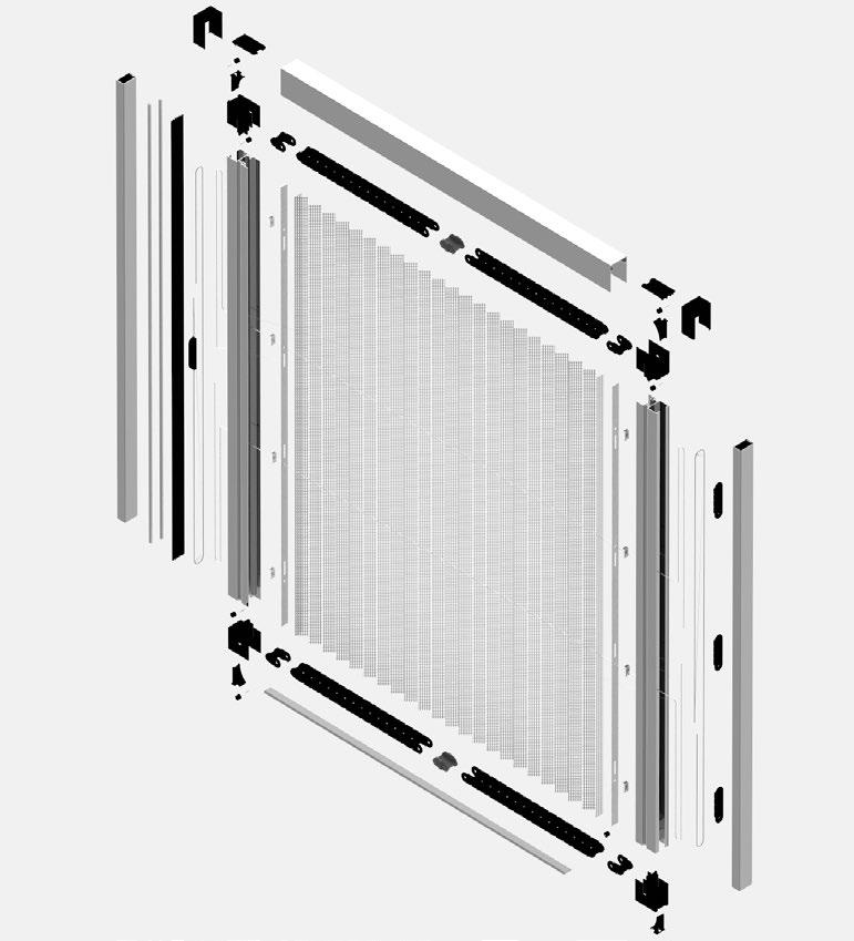 ZAWIASOWA PRZESUWNA MOSKITIERA DRZWIOWA PLISSE 20 MM Wymiary profilu skrzydła 40x20 mm 40x20 mm Wymiary profilu futryny bocznej - 18x30.