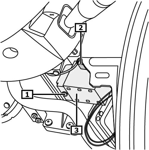 (patrz rysunek 3) Rysunek 3 1 Moduł kolumny kierownicy 2 znaczenie(a) W samochodach z systemem dostępu bezkluczykowego: Rysunek 4 Odkręcić śrubę(-y) sterownika elektronicznej blokady