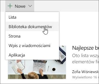 (Jeśli wybierzesz witrynę zespołu, zostanie również utworzona grupa usługi Office 365).