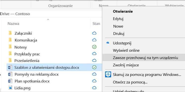 Pliki na żądanie Funkcja Pliki na żądanie ułatwia dostęp do wszystkich Twoich plików w programie SharePoint za pośrednictwem usługi OneDrive bez konieczności pobierania ich wszystkich i