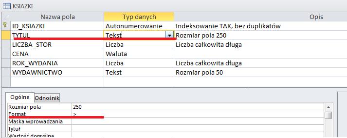 Reguły spr. poprawności wpisz <=Data() Przykłady reguł sprawdzania poprawności: Reguła sprawdzania poprawności Przykładowy tekst reguły sprawdzania poprawności <>0 Wprowadź wartość różną od zera!