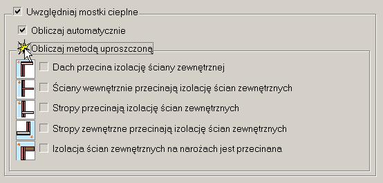 Natomast dla metody podstawowej, należy z Katalogu mostków ceplnych, w oparcu o rozwązana konstrukcyjne budynku, wybrać odpowedn przypadek dla poszczególnych mejsc