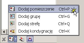 Rys. 11.10. Dodane nowego pomeszczena Krok 6 Symbol temperatura wewnętrzna Po dodanu nowego pomeszczena możemy przystąpć do wprowadzana danych na jego temat.