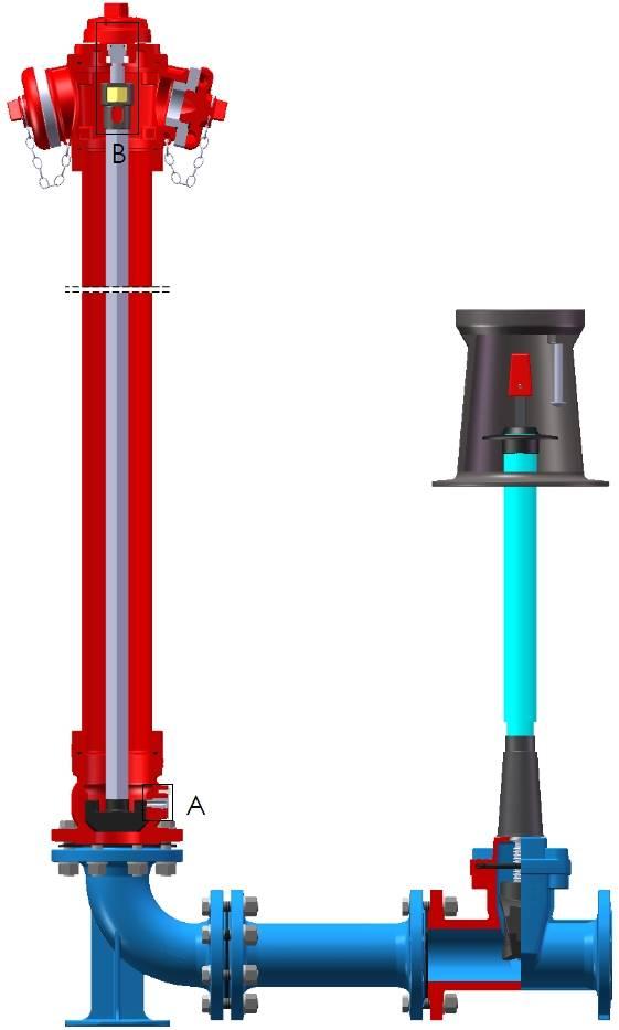 Węzły hydrantowe PN10 / WĘZEŁ HYDRANTOWY NADZIEMNY PN10 / : - hydrant nadziemny 80 - L2150 - zasuwa kołnierzowa fig.