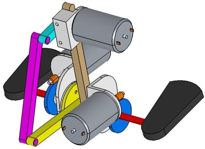 Fragment mechanizmu odpowiedzialny za zmianę punktu neutralnego w czasie oscylacji lub też kąta nachylenia płetw w przypadku gdy ruch oscylacyjny jest wyłączony, powinien odznaczać się