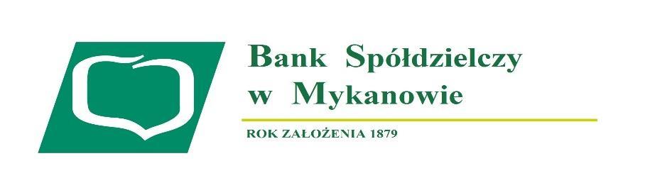 Opis systemu kontroli wewnętrznej w Banku Spółdzielczym w Mykanowie Działając zgodnie z zapisami Rekomendacji H KNF, Bank Spółdzielczy w Mykanowie zwany dalej "Bankiem", przekazuje do informacji opis