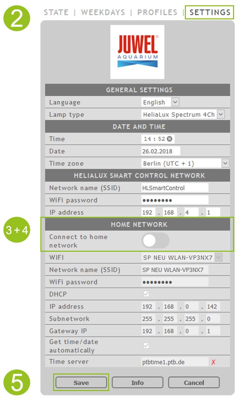 Przejście z sieci domowej do trybu Access Point Mode Alternatywa 1 Wissel via de bedieningsinterface 1. Ustanowić połączenie z pulpitem obsługowym kontrolera HeliaLux SmartControl.