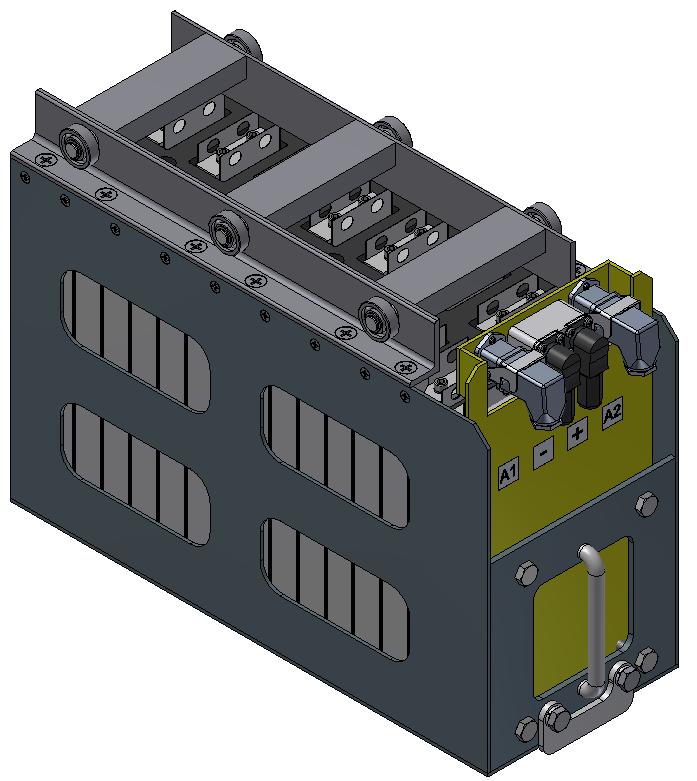 PROJEKTOWANIE I BADANIA Rys. 6. Kompletny szufladowy moduł bateryjny [14] Skrzynia akumulatorowa wyposażona jest w 14 modułów bateryjnych.