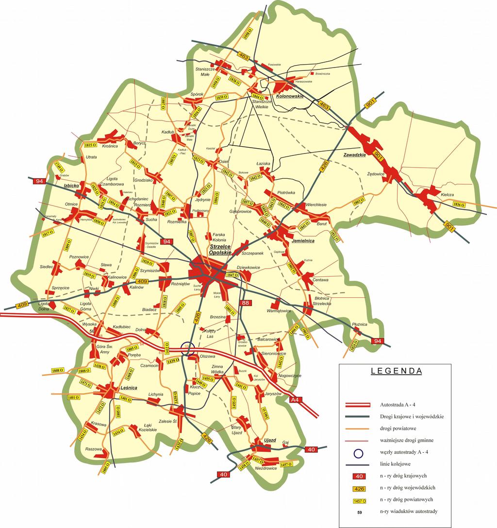Dziennik Urzędowy Województwa Opolskiego 26 Na poniższej mapie prezentujemy sieć drogową na terenie powiatu