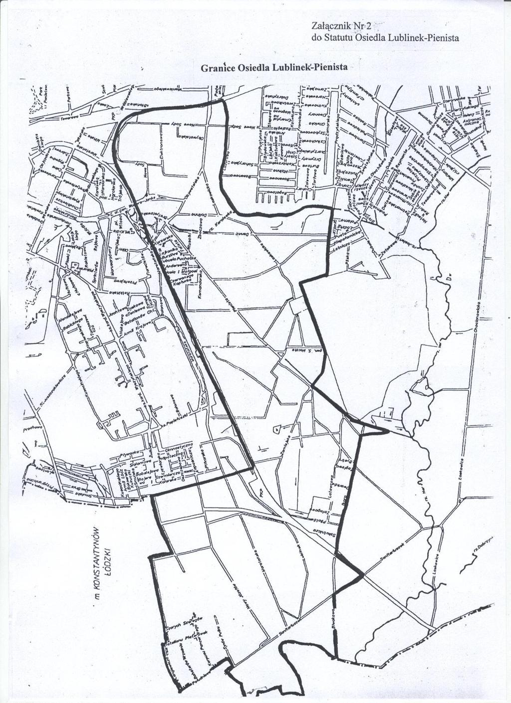 Załącznik nr 2 do Statutu Osiedla Lublinek-Pienista Granice Osiedla
