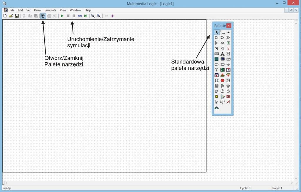 Środowisko pracy MMLogic najważniejsze elementy OKNO PAKIETU: Rysunek 1 Panel startowy pakietu MMLogic Najważniejsze elementy w programie