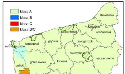 Klasyfikacja stref województwa zachodniopomorskiego według