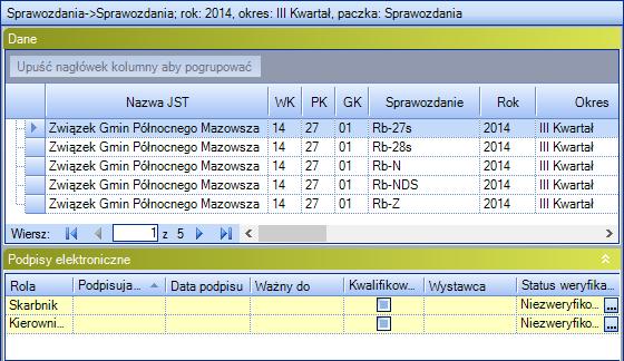 danego sprawozdania na liście w sekcji Podpis elektroniczny (rys. 77). Rysunek 77.