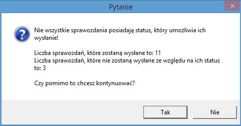 Program sprawdzi, które z wiadomości mogą zostać wysłane i przedstawi odpowiedni komunikat (rys. 84). Rysunek 84. Okno komunikatu.