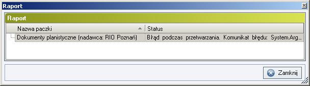 Komunikat błędu Po kliknięciu na Tak program będzie kontynuował przetwarzanie wiadomości, natomiast kliknięcie na Nie spowoduje przerwanie procesu przetwarzania.