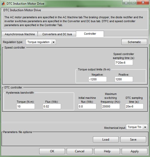 2.5. Karta Controller bloku DTC Induction Motor Drive Rys. 2.4.1 karta ustawień sterownika DTC [2] Mechanical input mechaniczne dana wejściowa Wybrano moment roboczy jako daną wejściową.