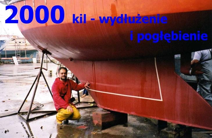 2000 Wydłużenie i pogłębienie kila Po wydłużeniu Varsovii przez dodanie nowej sekcji na rufie w roku 1997, zmieniła się geometria całego jachtu.