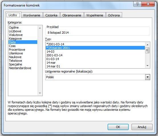 Daty Daty w programie Excel przechowywane są jako kolejne liczby.