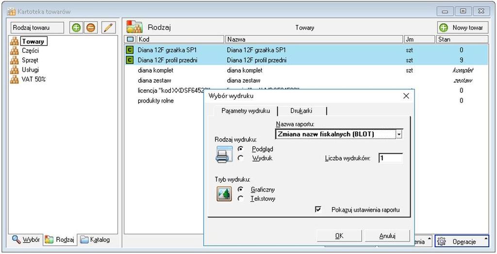 Uruchomienie dodatku Dodatek uruchamiamy dla zaznaczonych pozycji kartoteki towarowej klikaj c Operacje -> Wykonaj