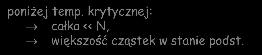 Kondensacja 1 o rozkład populacji dla bozonów: f ( ) 1 exp b ( ) 1 normalizacja liczby