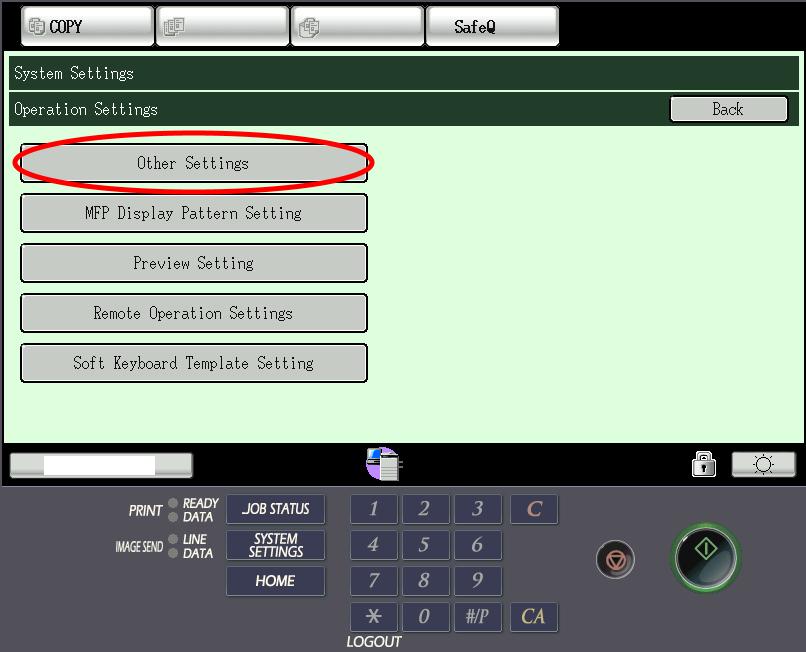 się po prawej stronie urządzenia. Wejdź w opcję Kopiowanie 2. Naciśnij na urządzeniu klawisz System Settings. 3.