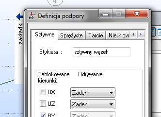 5. Rysowanie układu podstawowego 1. Wstawiając blokadę w węzeł sztywny to tak jakbyśmy uniemożliwili obrót tego węzła i musimy wstawić podporę, która blokuje moment 2.