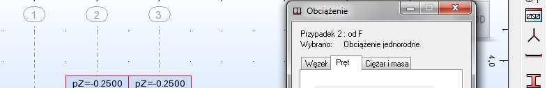 7. Wprowadzanie obciążenia od F 2.