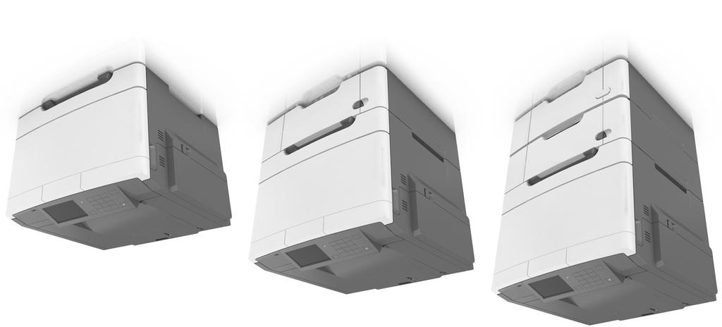 Informacje na temat drukarki 12 2 2 1 2 1 1 3 4 3 5 4 3 6 5 4 1 Panel operacyjny drukarki 2 Odbiornik standardowy 3 Zasobnik na 250 arkuszy (zasobnik 1) 4 Podajnik ręczny 5 Opcjonalny zasobnik