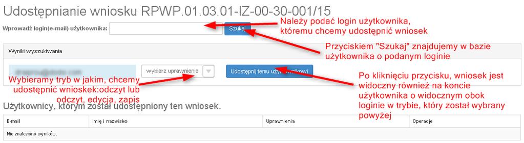 Podręcznik Beneficjenta Natomiast po nadaniu uprawnień odczytu, edycji i zapisu osoba, której wniosek udostępniono, uzyskuje takie same prawa do wniosku, jak osoba udostępniająca wniosek.