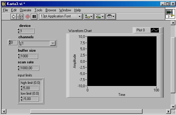 Ścieżkę dostępu do pliku należy doprowadzić do zacisku file path elementu Write Waveforms to File.