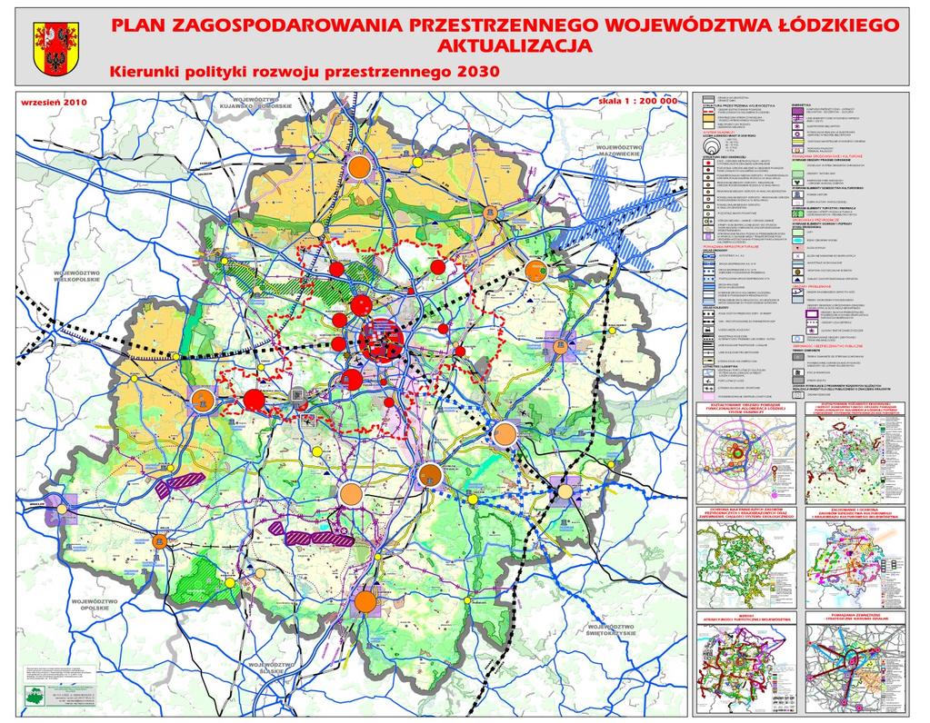 Rysunek 25. Kierunki rozwoju przestrzennego województwa łódzkiego do 2030