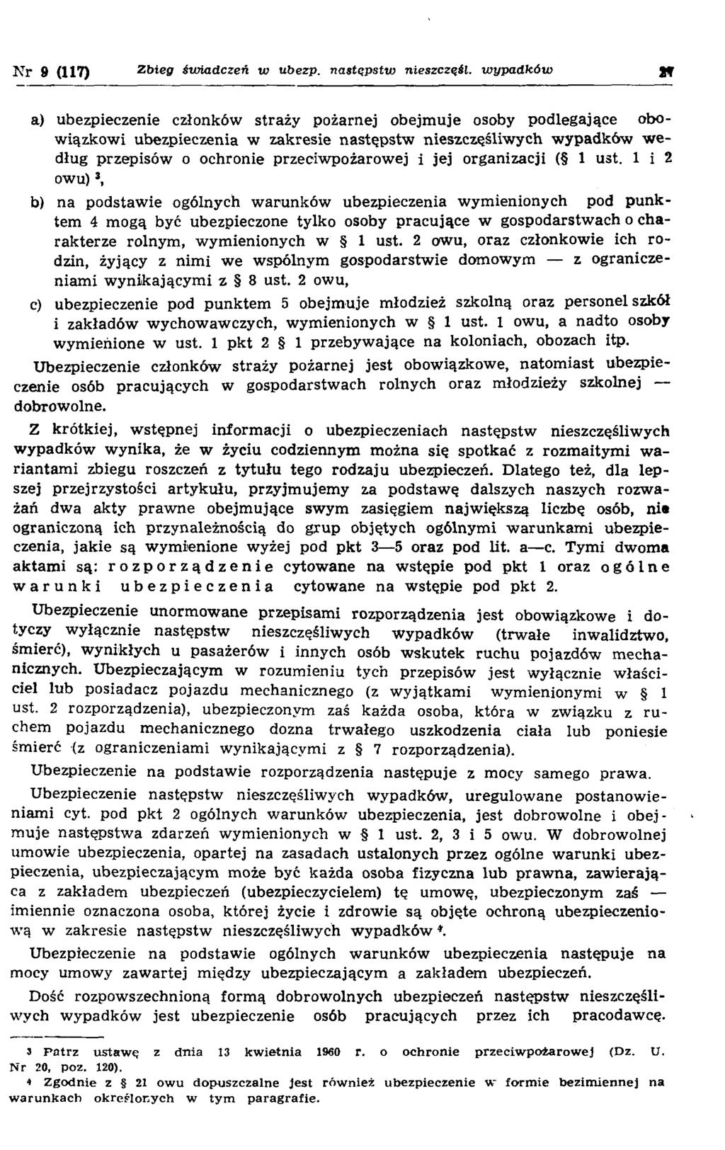 N r 9 (117) Zbieg świadczeń w ubezp. następstw nieszczęśl.