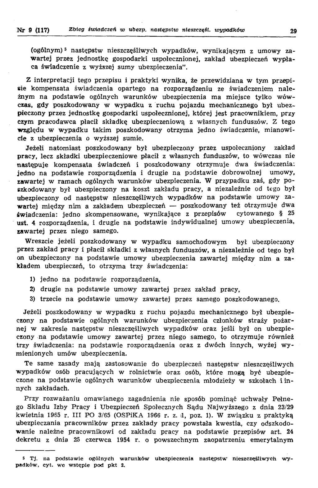Nr 9 (117) Zbieg świadczeń w ubezp. następstw nleszczęśl.