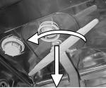 Czyszczenie wnętrza zmywarki: Należy okresowo czyścić uszczelkę drzwiową za pomocą wilgotnej ściereczki tak, aby usunąć ewentualne pozostałości jedzenia. Górne ramię spryskujące: 1.