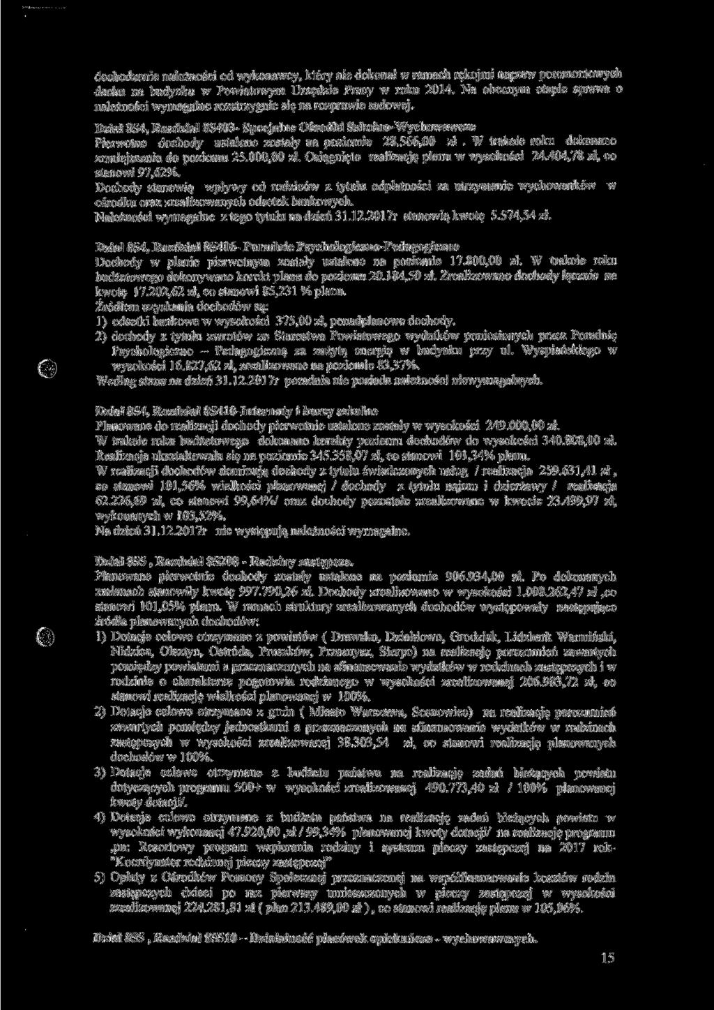 dochodzenie należności od wykonawcy, który nie dokonał w ramach rękojmi napraw poremontowych dachu na budynku w Powiatowym Urzędzie Pracy w roku 2014.