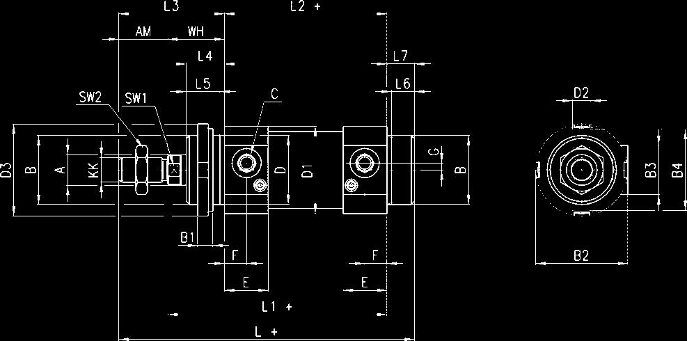 ściśniętej N 32 10 75 425 31 57 40 10 75 664 35 57 50 10 75 1037 60 115 63 10 75 1650 60 115 Uwaga: Wymiary siłowników pojedynczego działania serii 40-41-42 L1 oraz L2 są zwiększone o 25 mm.