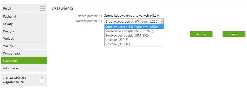 takich jak: Separator, Rachunek nadawcy, Rachunek odbiorcy, Kwota, itp... System nie pozwoli zapisać formatu bez któregoś z wymaganych pól. 5.