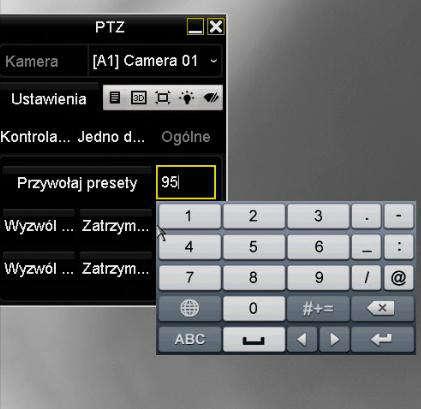 Następnie w zakładce ogólne wpisujemy nr presetu 95, po czym zatwierdzamy wybór przyciskiem przywołaj presety. Menu OSD można również wywołać wciskając raz joystick na kablu kamery. 3.