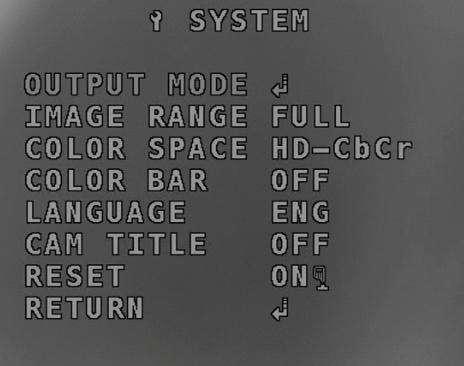11. Motion funkcja detekcji ruchu dodatkowo zaznacza na ekranie ruchome obiekty 12. System Output mode wybór i konfiguracja trybu transmisji wideo.