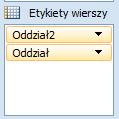 Prezentuje ona sumy kwot znajdującyh się na różnych kontach wg typu konta {pole kolumny}oraz wg oddziału {pole wiersza}. Porównajmy teraz oddział Centralny z dwoma pozostałymi potraktowanymi łącznie.