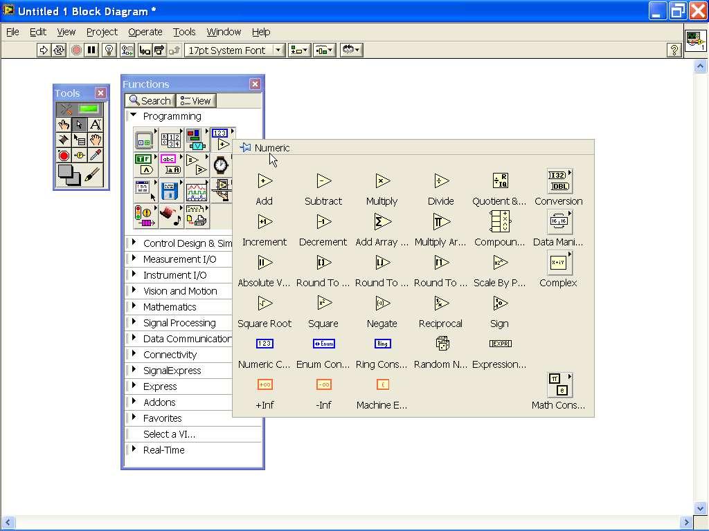 PALETA FUNKCJI: Block Diagram Functions Palette Opcja: View/Functions