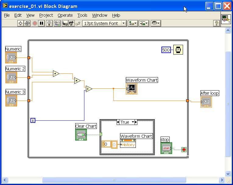 Uruchomienie programu: Run VI Otworzyć Block Diagram. Aktywować klawisz animacji przepływu danych (Highlight Execution button). Uruchomić program i obserwować przepływ danych. 2. Uruchomić aplikację.