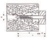 ZAMOCOWANIA RAMOWE KKS KKT KKD K min. głębokość zakotwienia D średnica kołka L długość kołka U maks. grubość elementu mocowanego PARAMETRY MONTAŻU Beton Cegła pełna 7.