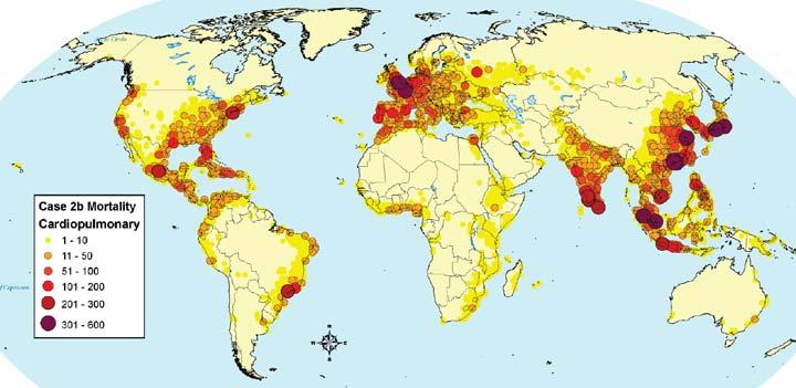 Wschodniej i Południowej Azji (Rys.1.). 4 Wiele krajów i miast portowych odnotowuje problemy z osiągnięciem zgodnego z normami poziomu stężenia PM 10. Źródło: Corbett et.