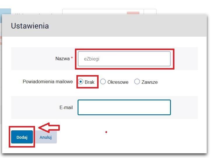 następnie z lewego menu wybieramy przycisk Operacje i klikamy na przycisk Dodaj skrzynkę.