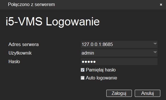 3.2 Obsługa modułu Monitor Klient 3.2.1 Logowanie Dane do logowania są takie same jak do logowania do modułu VMS managment.