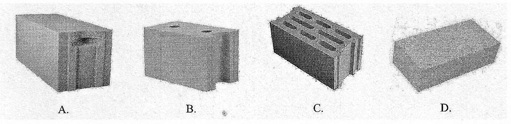 Zadanie 20. Bloczek z betonu komórkowego został przedstawiony na rysunku Zadanie 21. Które z wymienionych murów można wykonać z cegły kratówki klasy 5? A.
