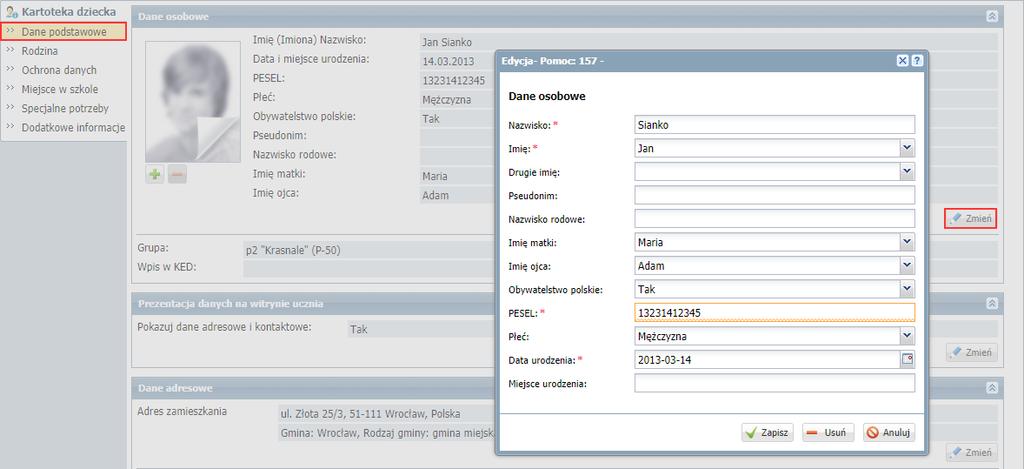 diagnostyczne, Oceny opisowe, Ocena gotowości, które dostępne są w module Dziennik.